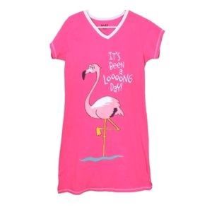 Lazy One - It’s Been a Long Day Women's Flamingo V-Neck Nightshirt